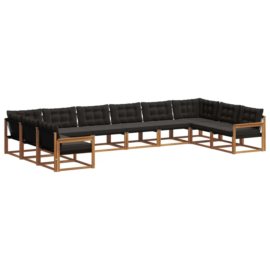 Ensemble de canapés d'extérieur 10 pcs Naturel et Noir - 2
