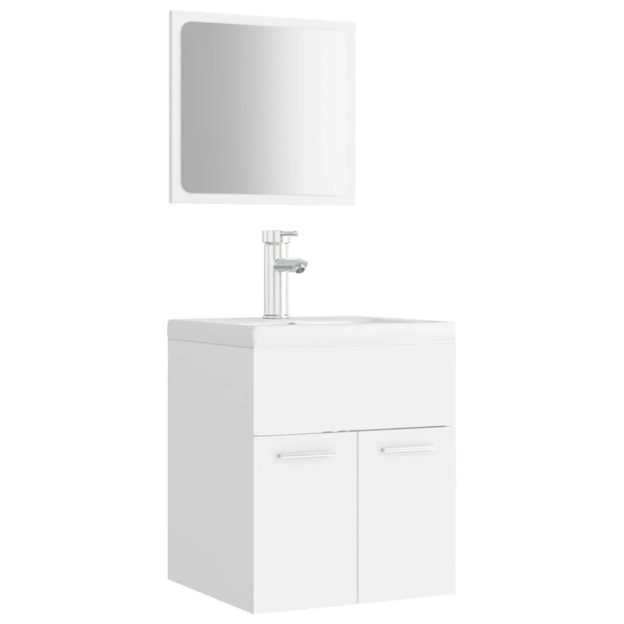 Ensemble de meubles de salle de bain Blanc Aggloméré - 2