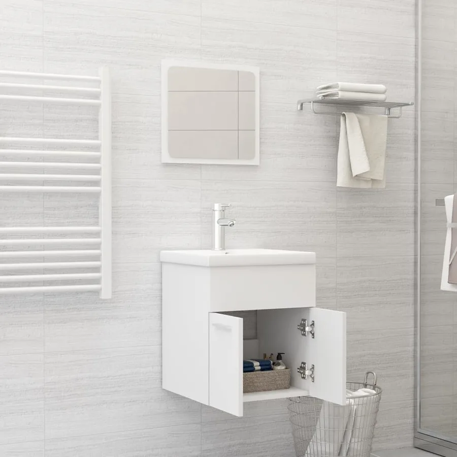 Ensemble de meubles de salle de bain Blanc Aggloméré - 3