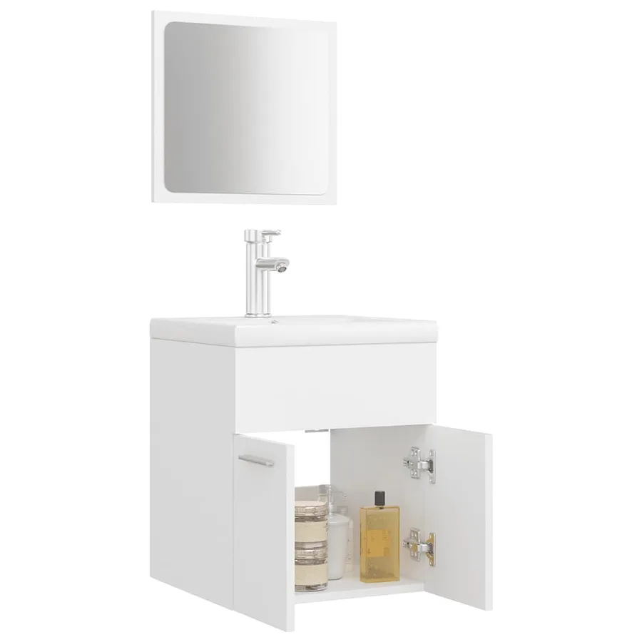 Ensemble de meubles de salle de bain Blanc Aggloméré - 4