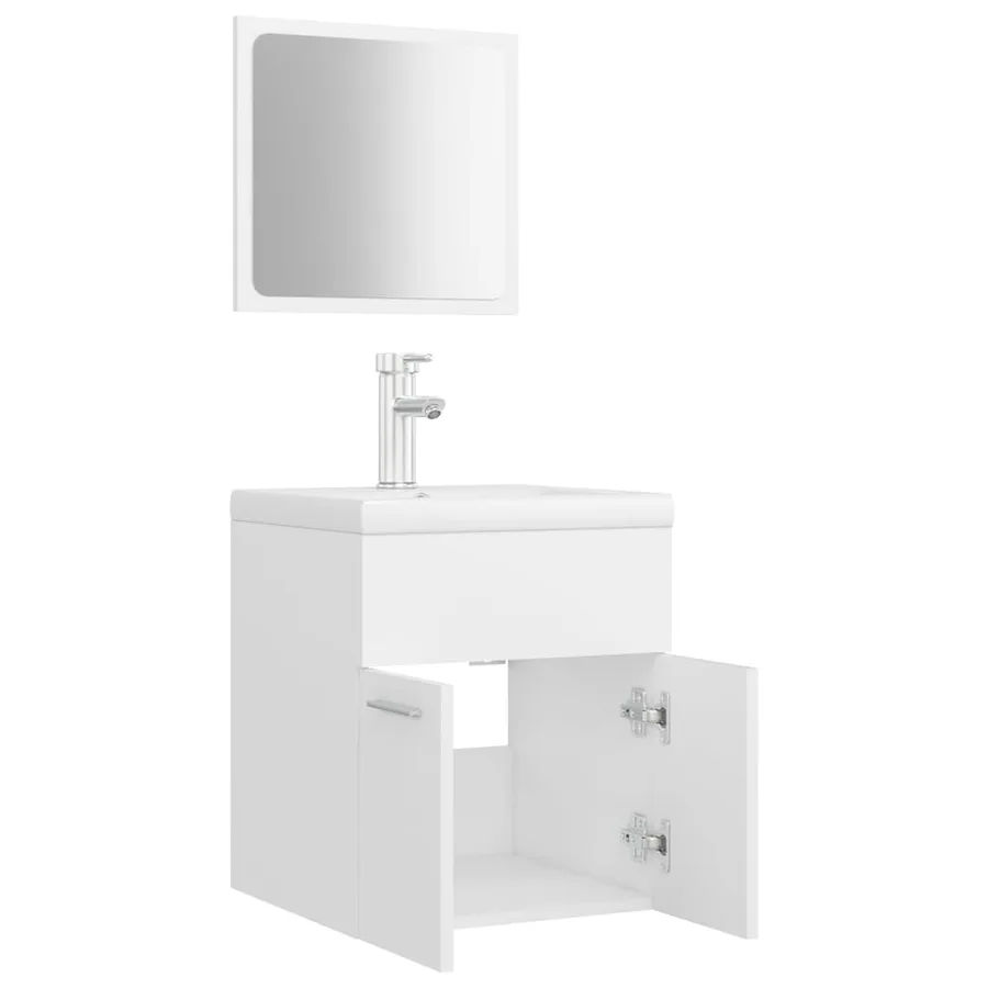 Ensemble de meubles de salle de bain Blanc Aggloméré - 5