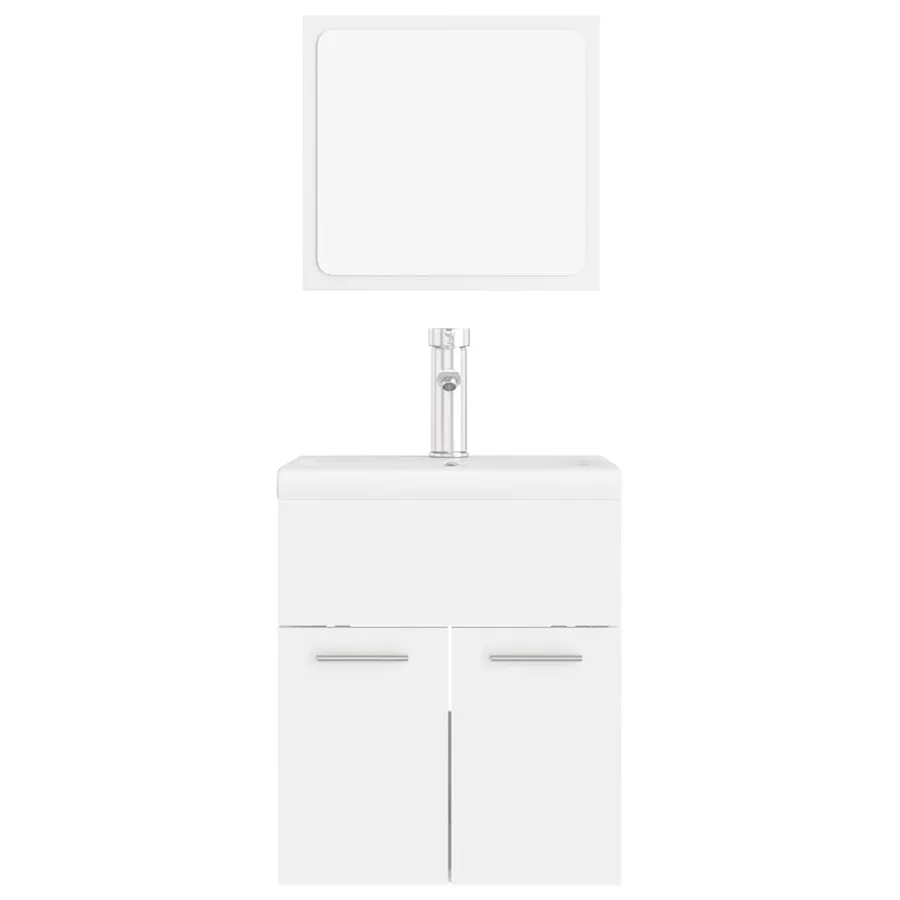 Ensemble de meubles de salle de bain Blanc Aggloméré - 6