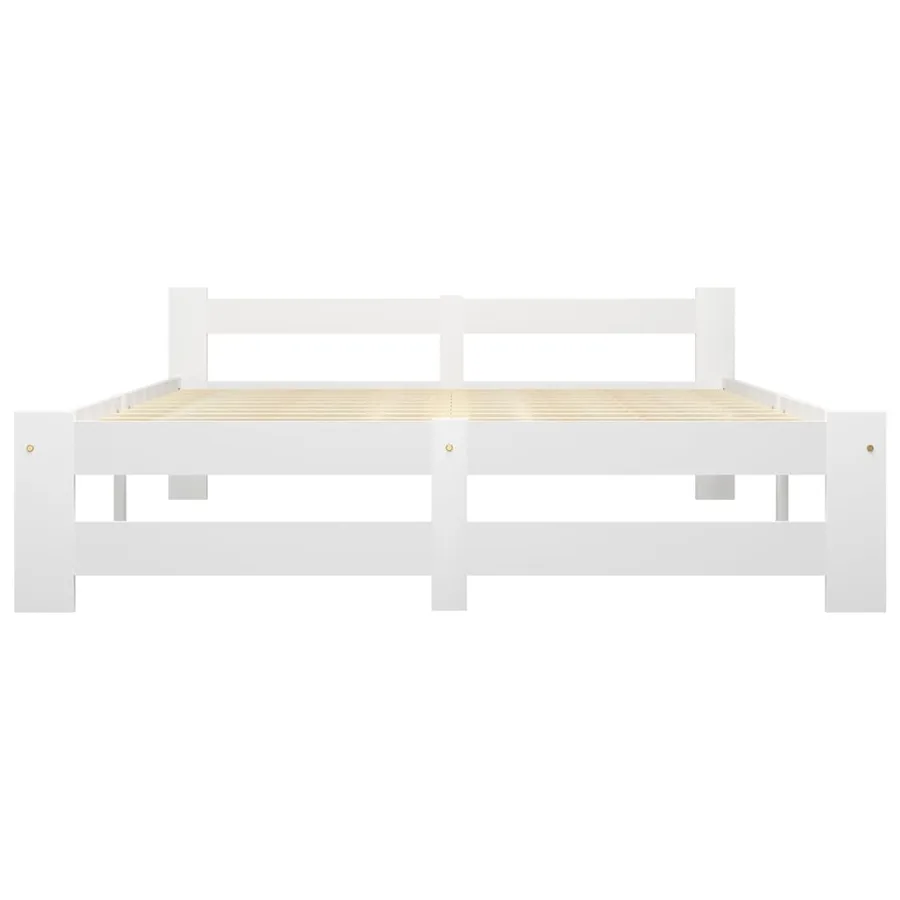 Cadre de lit sans matelas blanc bois massif de pin 180x200 cm - 3