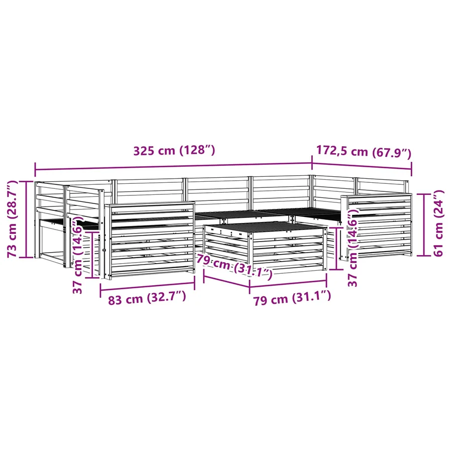 Ensemble de canapés d'extérieur 7 pcs Naturel - 8