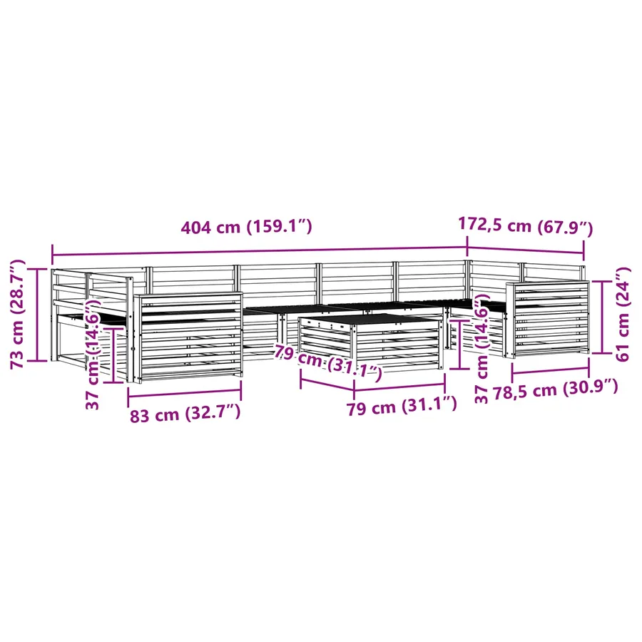 Ensemble de canapés d'extérieur 8 pcs Naturel - 10