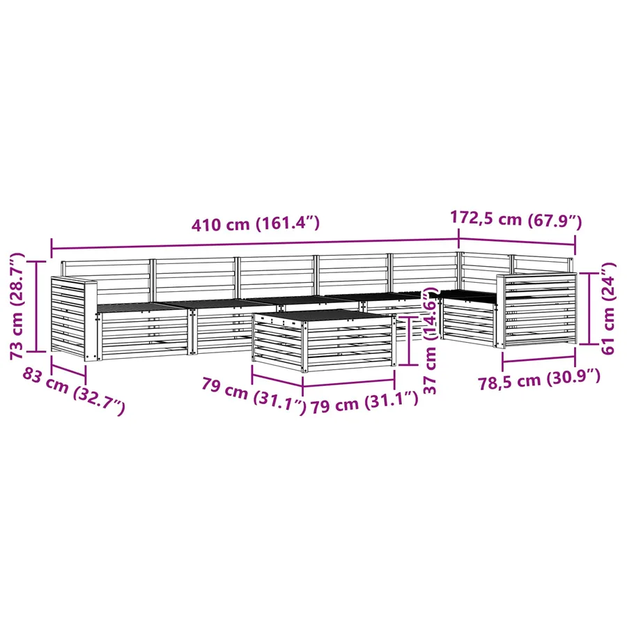 Ensemble de canapés d'extérieur 7 pcs Naturel - 10