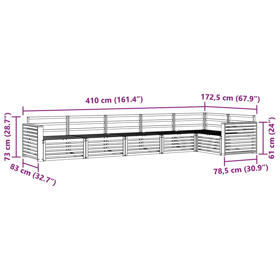 Ensemble de canapés d'extérieur 6 pcs Naturel - 8