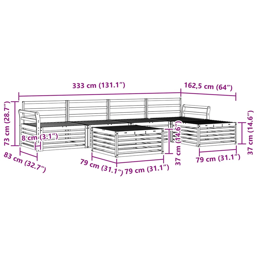 Ensemble de canapés d'extérieur 6 pcs Naturel - 10