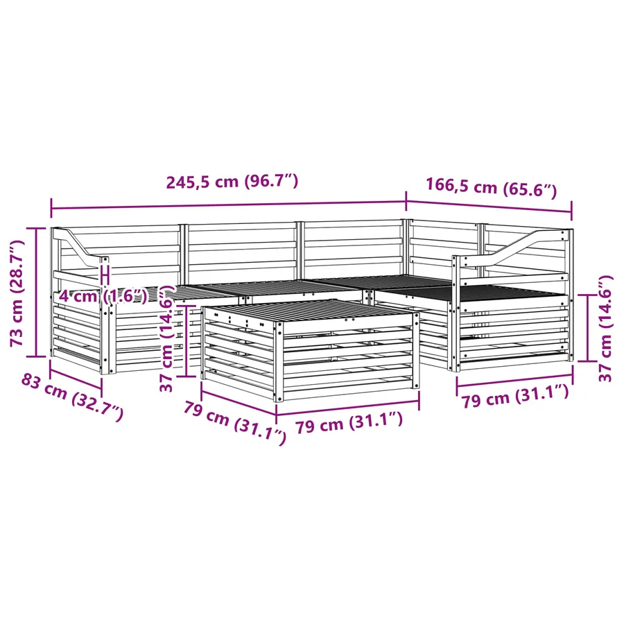 Ensemble de canapés d'extérieur 5 pcs Naturel - 10
