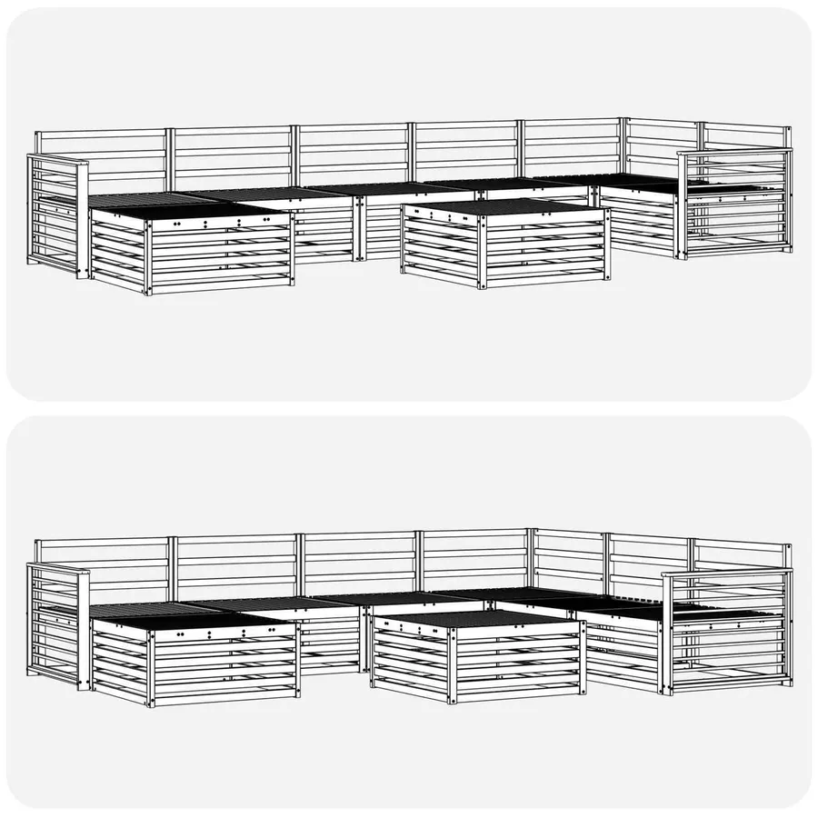 Ensembles de canapés 8 pcs Naturel Bois d'Acacia Massif - 8