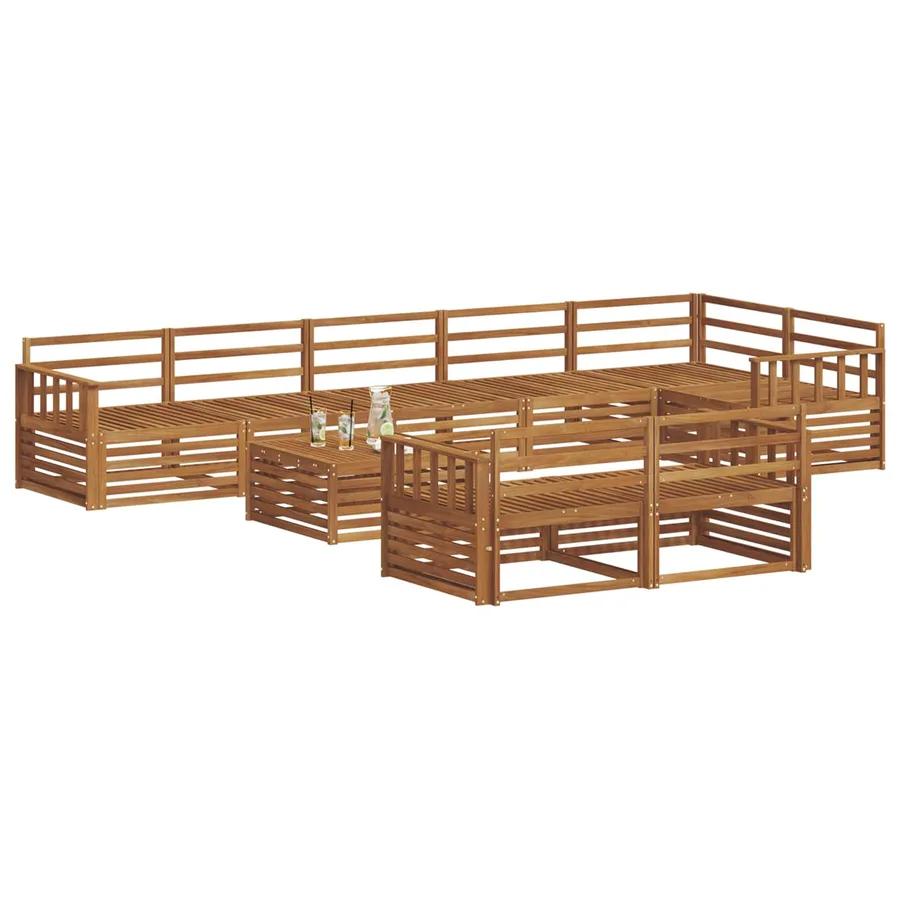 Ensemble de canapés d'extérieur 9 pcs Naturel - 3
