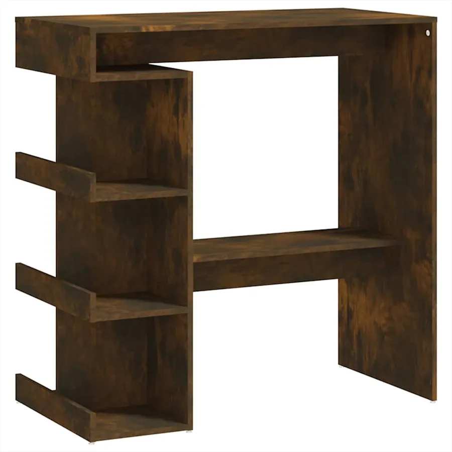 Table de bar et étagère de rangement chêne fumé bois ingénierie - 2