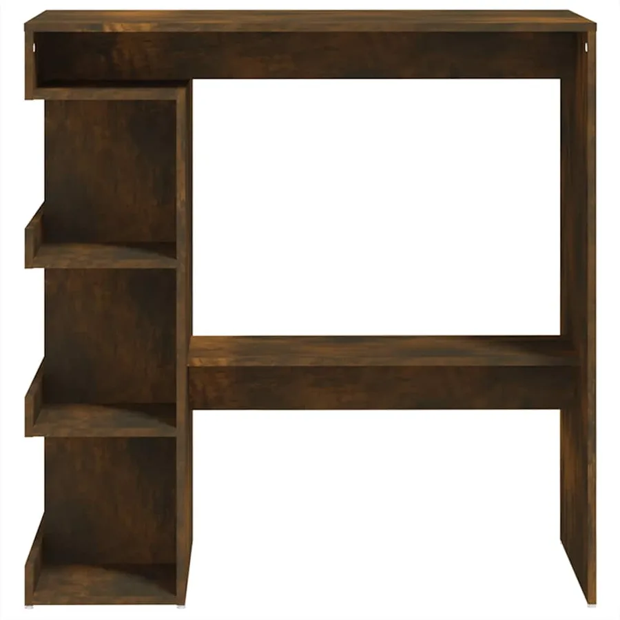Table de bar et étagère de rangement chêne fumé bois ingénierie - 5