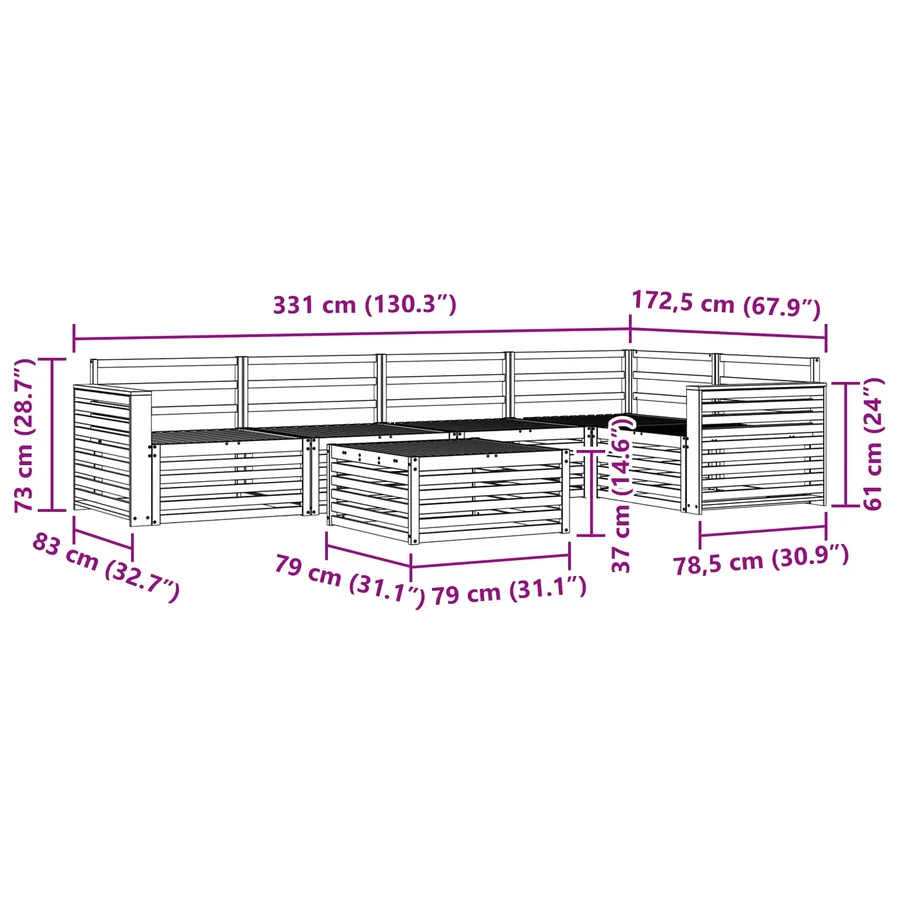 Ensemble de canapés d'extérieur 6 pcs Naturel - 11