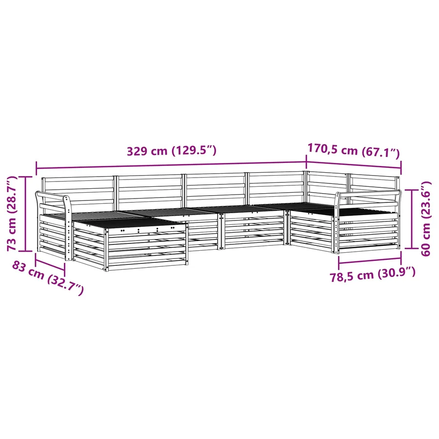Ensemble de canapés d'extérieur 6 pcs Naturel - 9