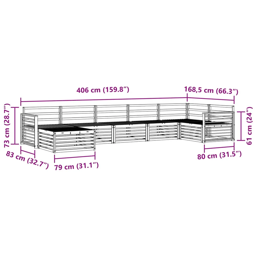 Ensemble de canapés d'extérieur 7 pcs Naturel - 8