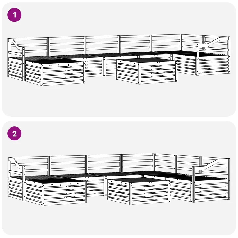 Ensemble de canapés d'extérieur 8 pcs Naturel - 8