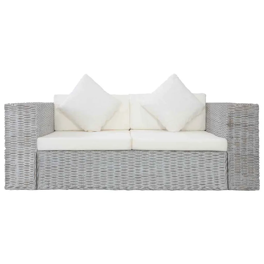 Ensemble de canapés 2 pcs avec coussins Gris Rotin naturel - 3