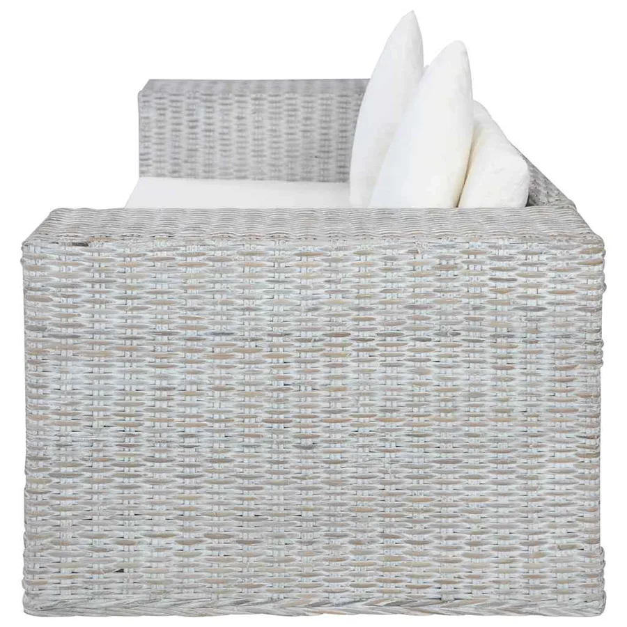 Ensemble de canapés 2 pcs avec coussins Gris Rotin naturel - 5