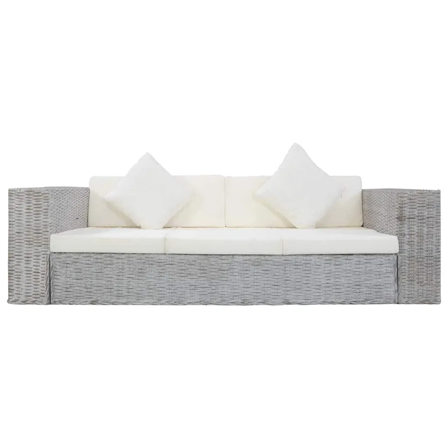 Ensemble de canapés 2 pcs avec coussins Gris Rotin naturel - 8
