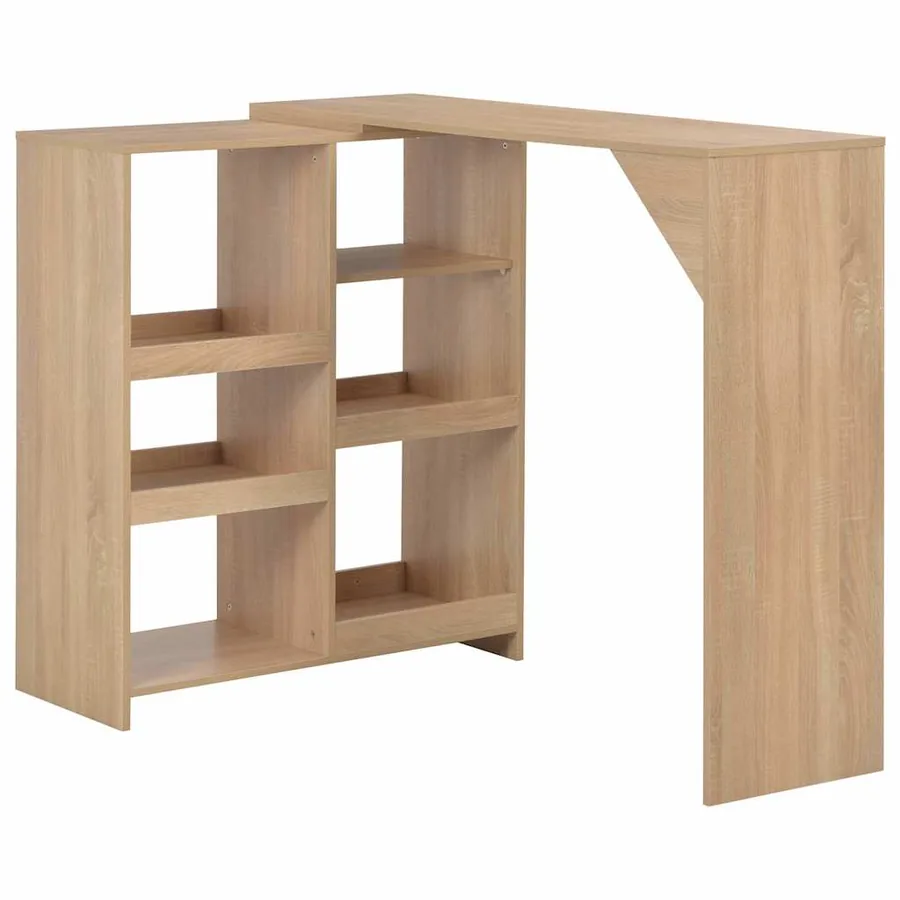 Table de bar avec tablette amovible Chêne 138x39x110 cm