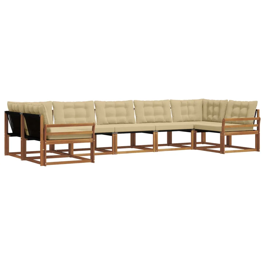 Ensemble de canapés d'extérieur 7 pcs Naturel et Beige - 2