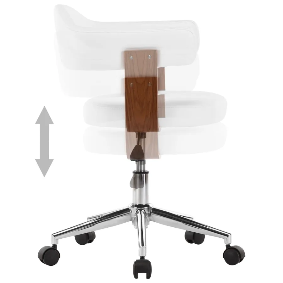 Chaise pivotante à dîner Blanc Bois courbé et similicuir - 5