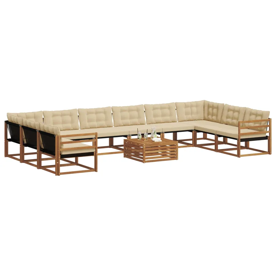 Ensemble de canapés d'extérieur 11 pcs Naturel et Beige - 3