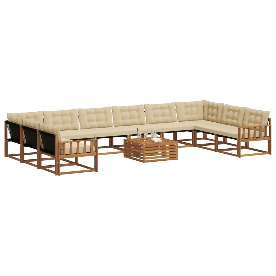 Ensemble de canapés d'extérieur 11 pcs Naturel et Beige - 3