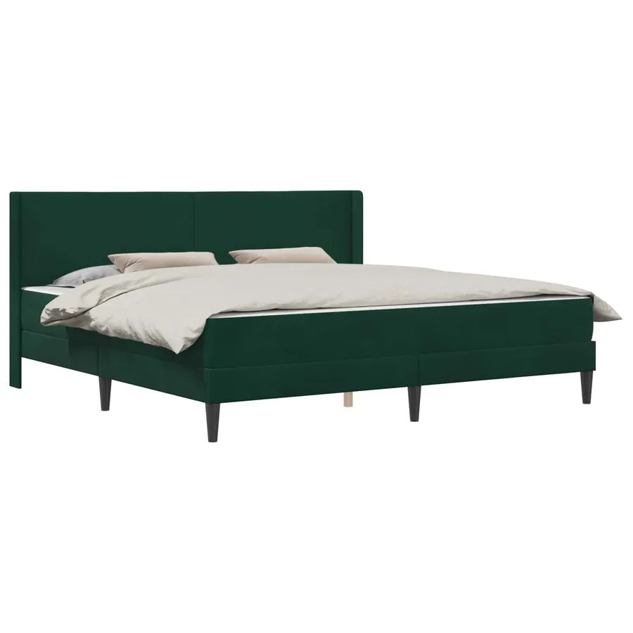 Cadre de lit avec matelas Vert foncé 200 x 200 cm Velours - 2