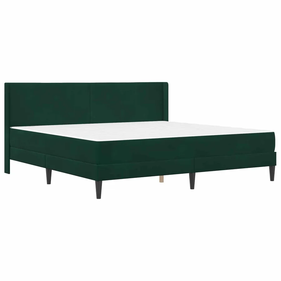 Cadre de lit avec matelas Vert foncé 200 x 200 cm Velours - 3