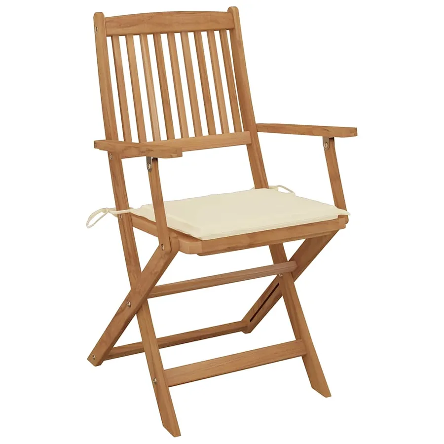 Chaises pliables d'extérieur et coussins lot de 8 Bois d'acacia - 2