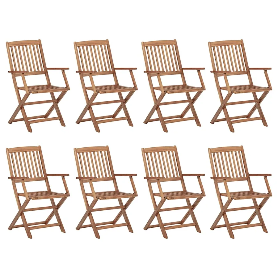 Chaises pliables d'extérieur et coussins lot de 8 Bois d'acacia - 3