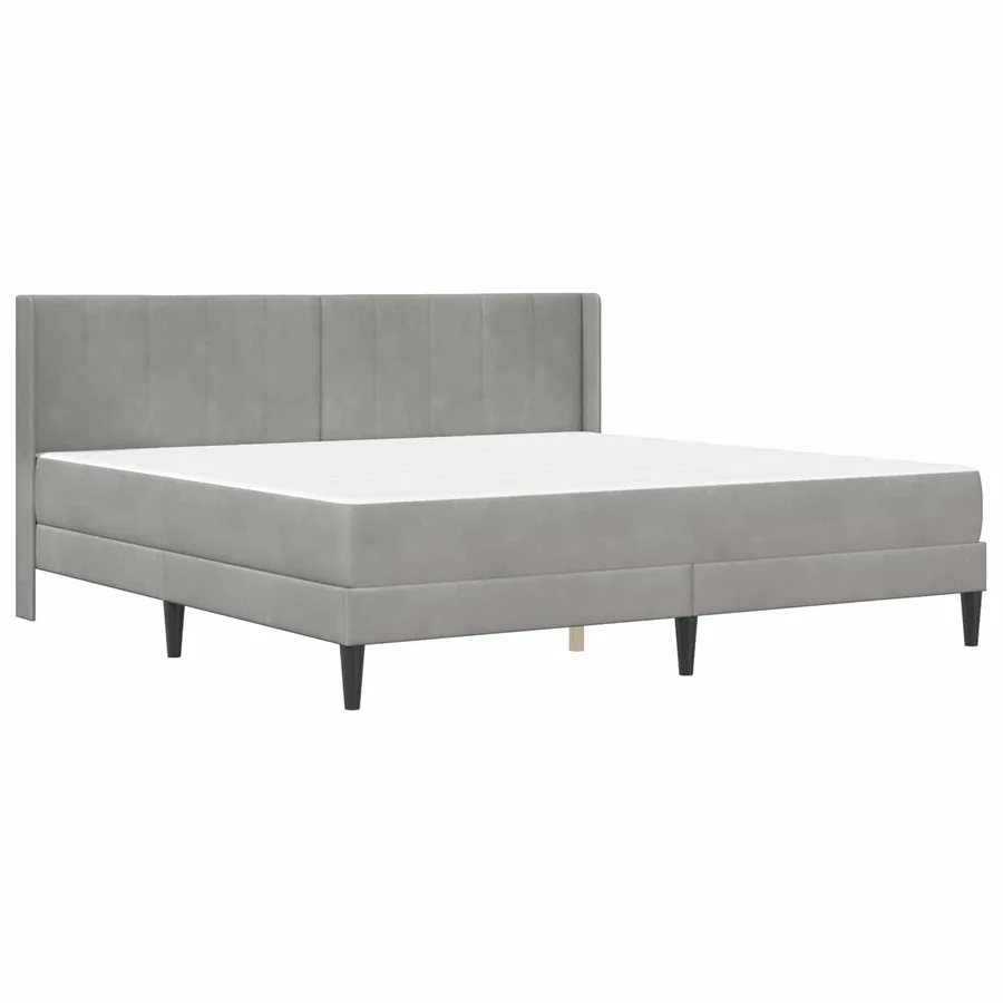 Cadre de lit avec matelas Gris clair 200 x 200 cm Velours - 3