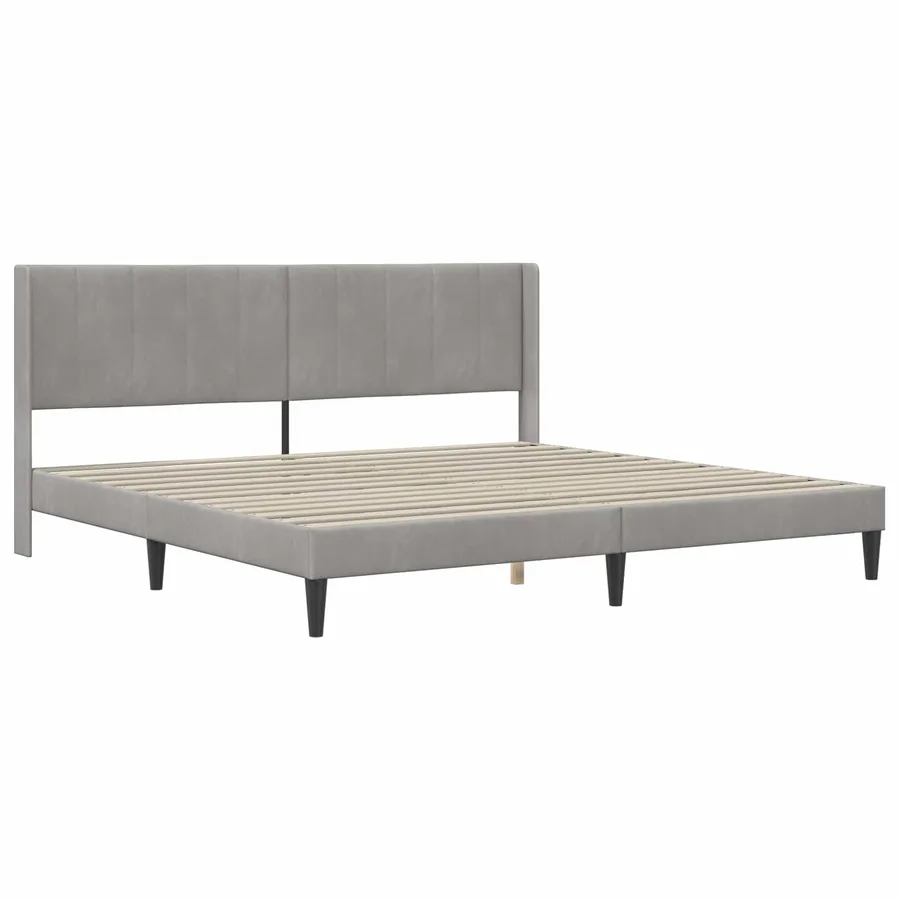 Cadre de lit avec matelas Gris clair 200 x 200 cm Velours - 4