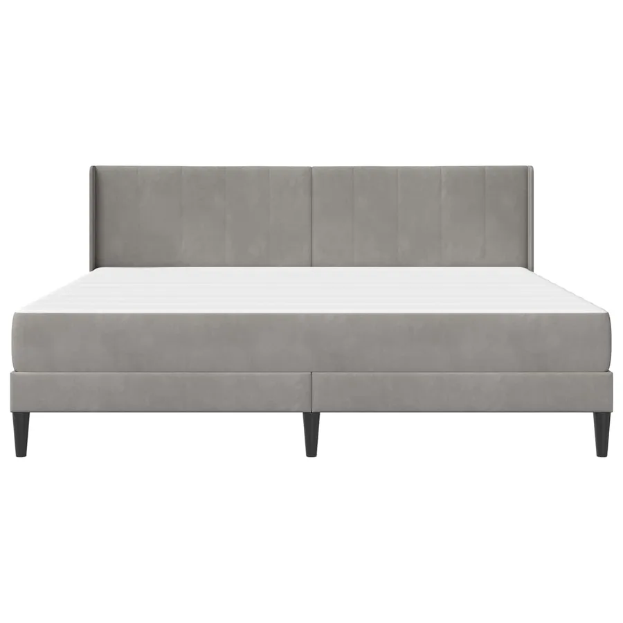Cadre de lit avec matelas Gris clair 200 x 200 cm Velours - 6