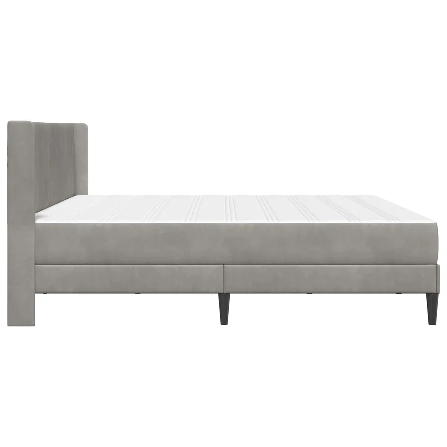Cadre de lit avec matelas Gris clair 200 x 200 cm Velours - 7