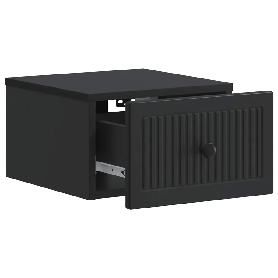 Cabinet de chevet mural avec tiroir Noir 33 x 34,5 x 20 cm - 4