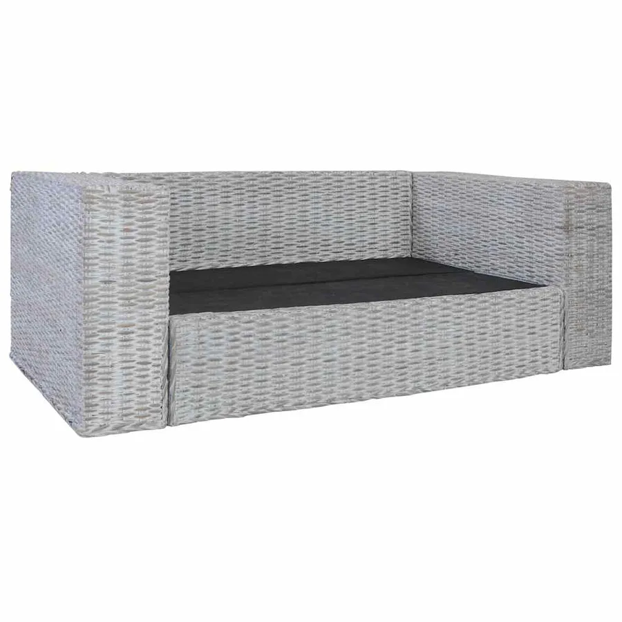 Canapé à 2 places avec coussins Gris Rotin naturel - 2