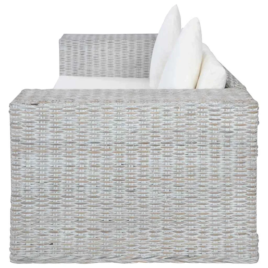 Canapé à 2 places avec coussins Gris Rotin naturel - 5