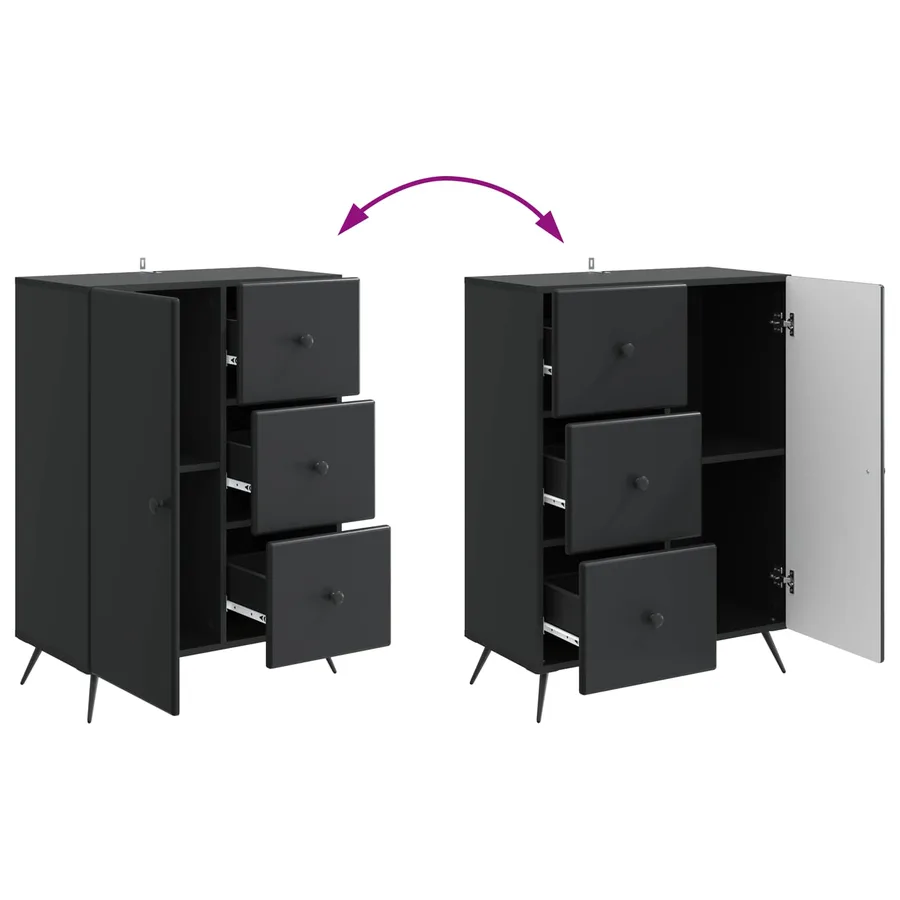 Buffet avec tiroir Noir 66 x 34,5 x 90 cm Bois d'ingénierie - 10