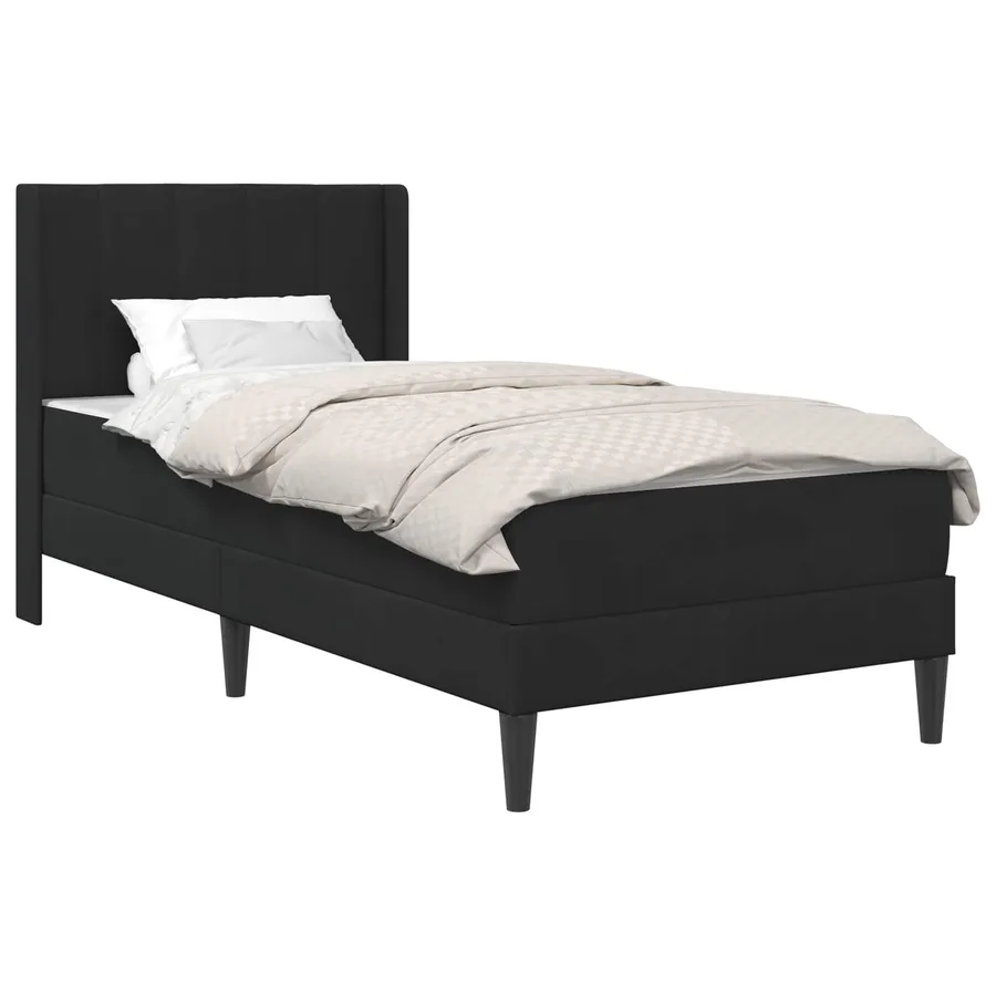 Cadre de lit avec matelas Noir 100 x 200 cm Velours - 2