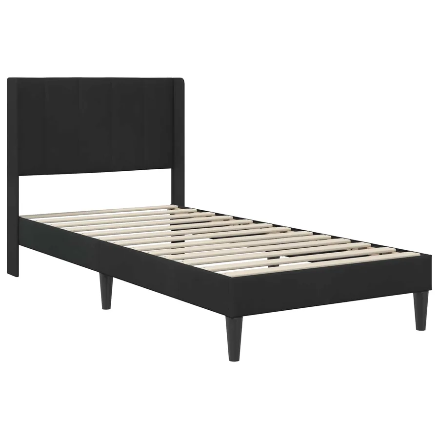 Cadre de lit avec matelas Noir 100 x 200 cm Velours - 4