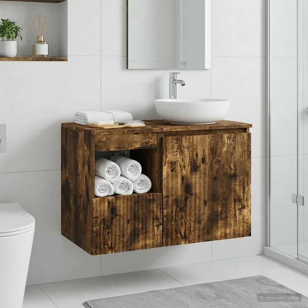 Armoire de salle de bain Chêne fumé 30 x 44,5 x 50 cm