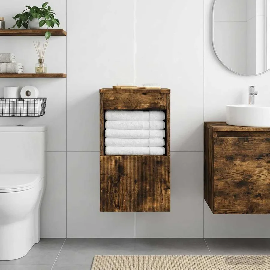 Armoire de salle de bain Chêne fumé 30 x 44,5 x 50 cm - 4