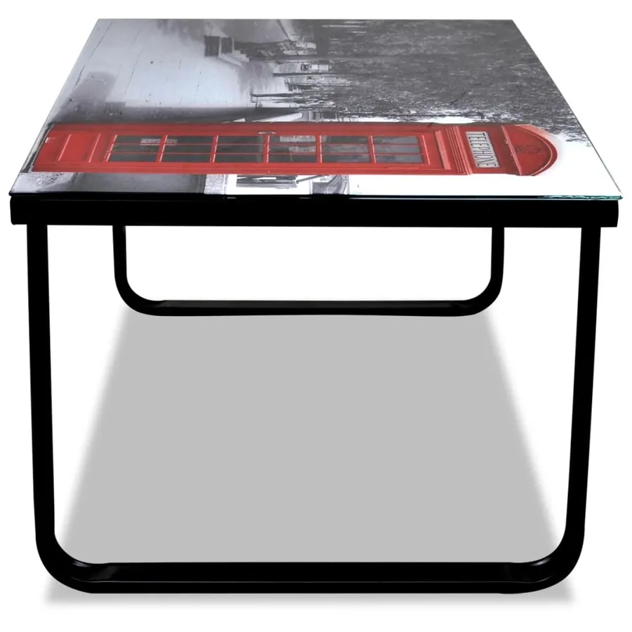 Table basse avec impression de cabine téléphonique Dessus verre - 4