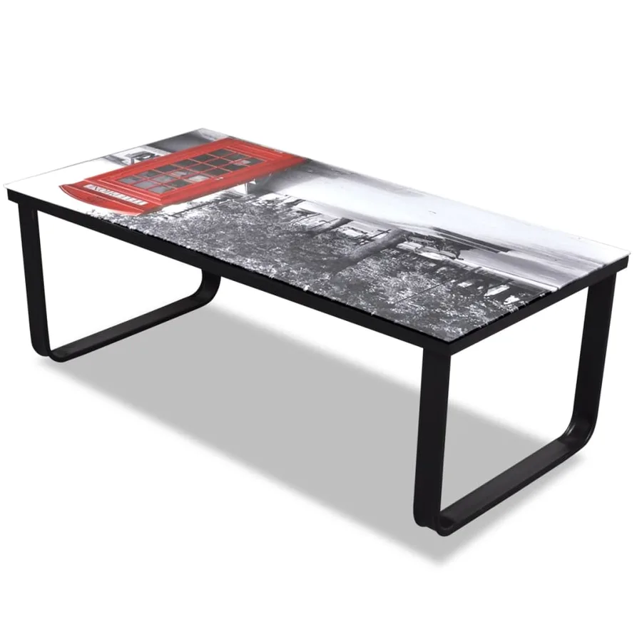 Table basse avec impression de cabine téléphonique Dessus verre - 5