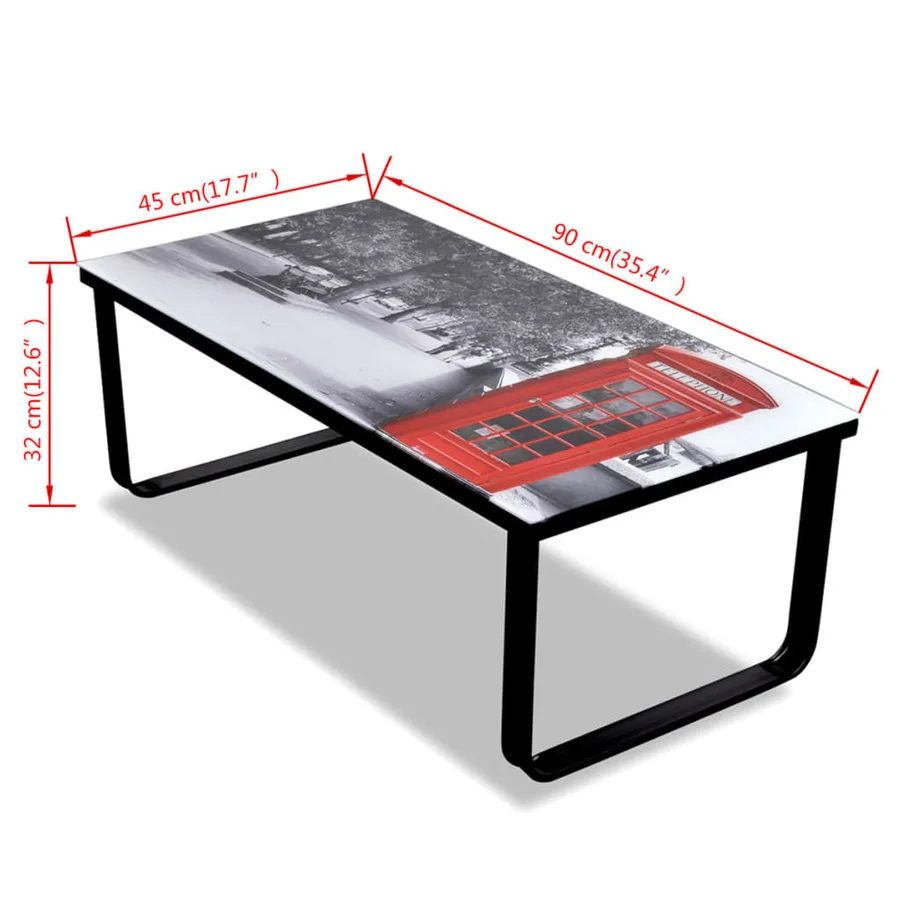 Table basse avec impression de cabine téléphonique Dessus verre - 7