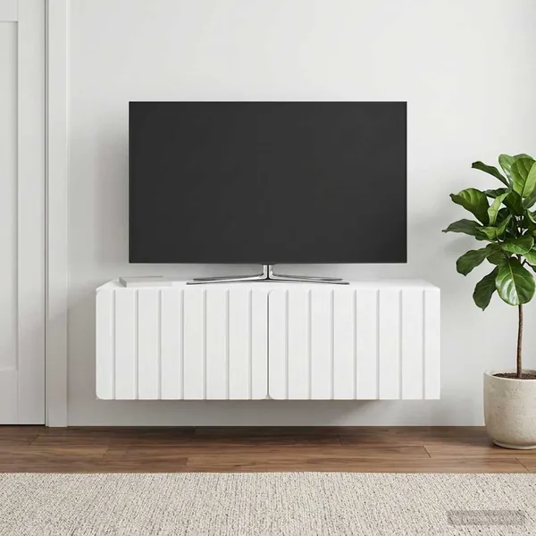 Meuble TV mural 98 x 41 x 30 cm Blanc Bois d'ingénierie