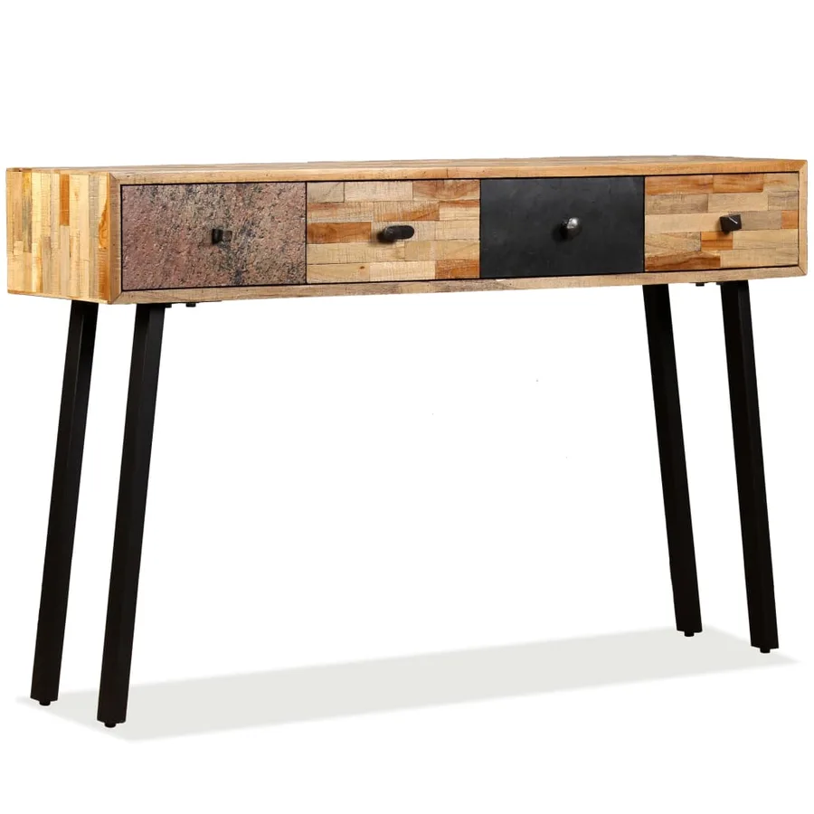 Table console Teck massif de récupération 120 x 30 x 76 cm - 11